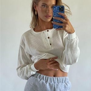 Princess Polly Mia Cropped Henley Sweater